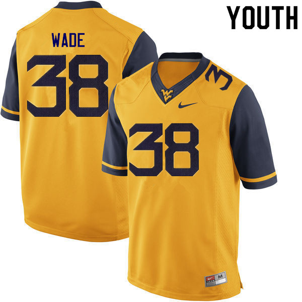 NCAA Youth Devan Wade West Virginia Mountaineers Gold #38 Nike Stitched Football College Authentic Jersey DQ23V44SH